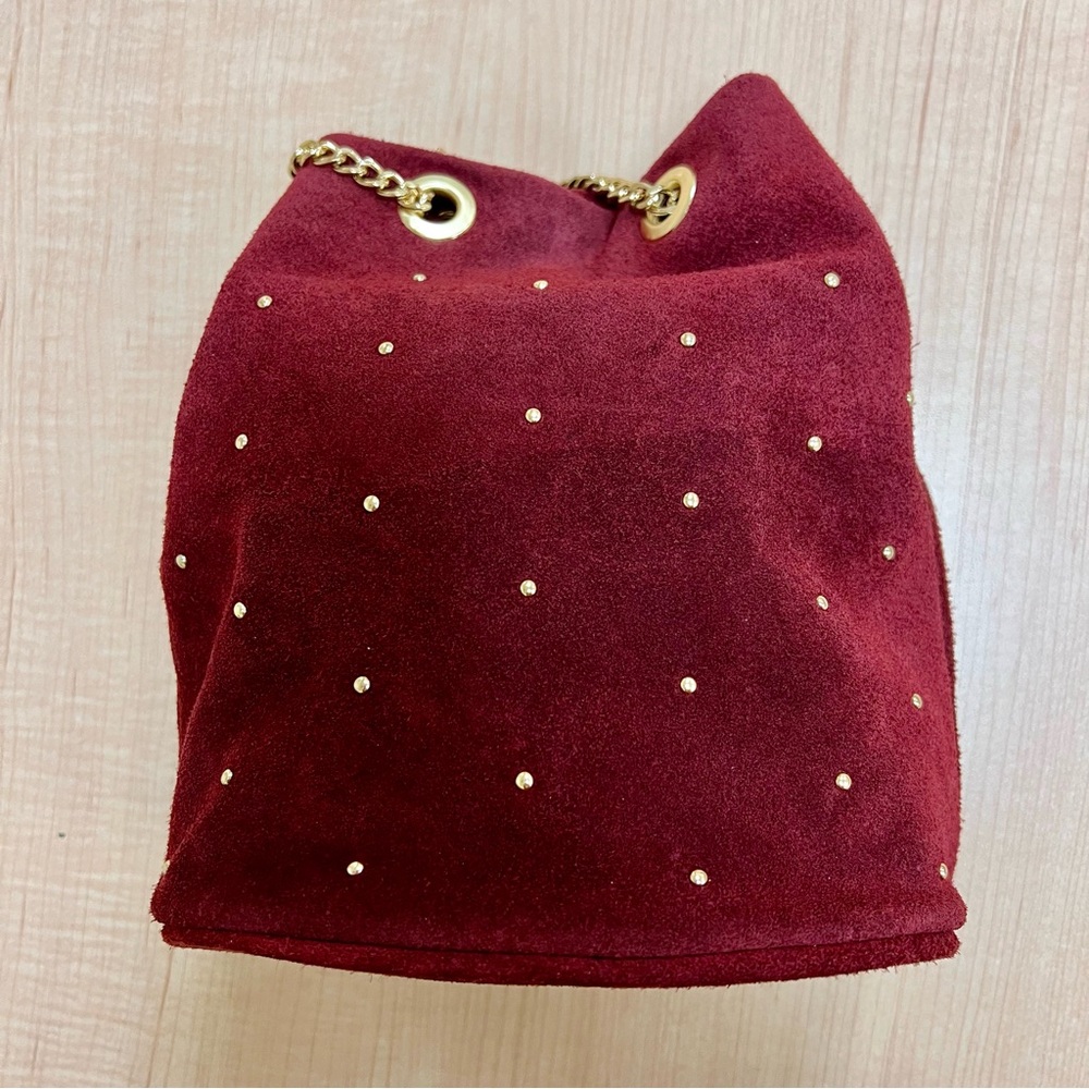 Studded Suede Bucket Bag with Chain Strap - Picture 15 of 15